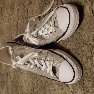 Silver sparkle converse size 12 women's
